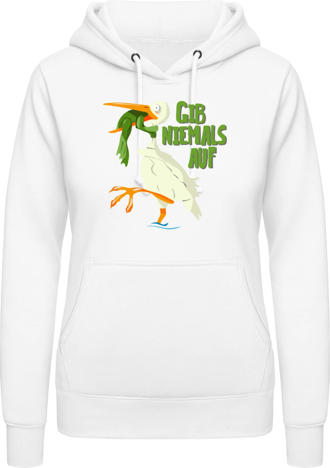 Gib niemals auf Frosch - Arctic white AWDis ladies hoodie - Front