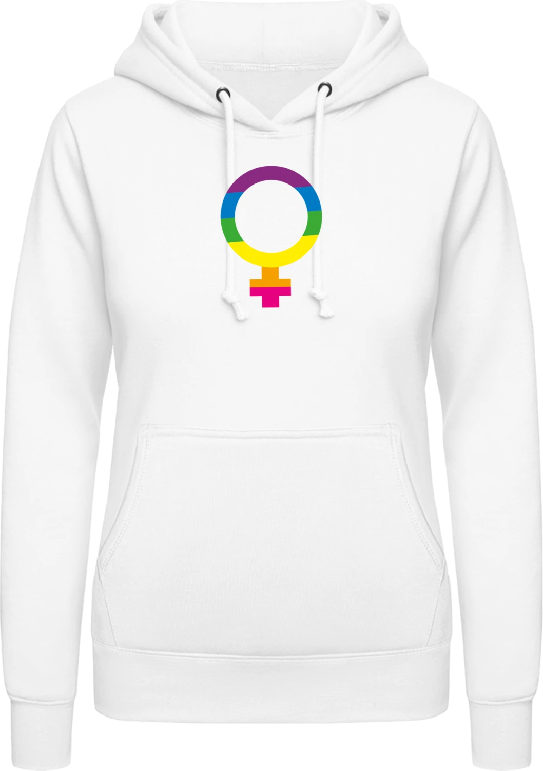 Woman Symbol Rainbow - Arctic white AWDis ladies hoodie - Front