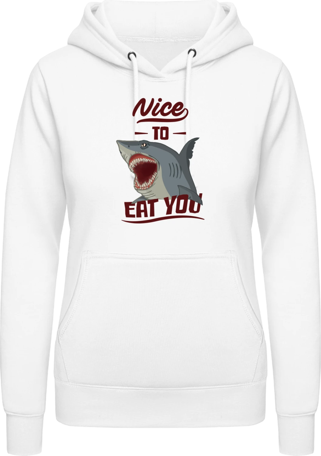 Nice To Eat You Shark - Arctic white AWDis ladies hoodie - Front