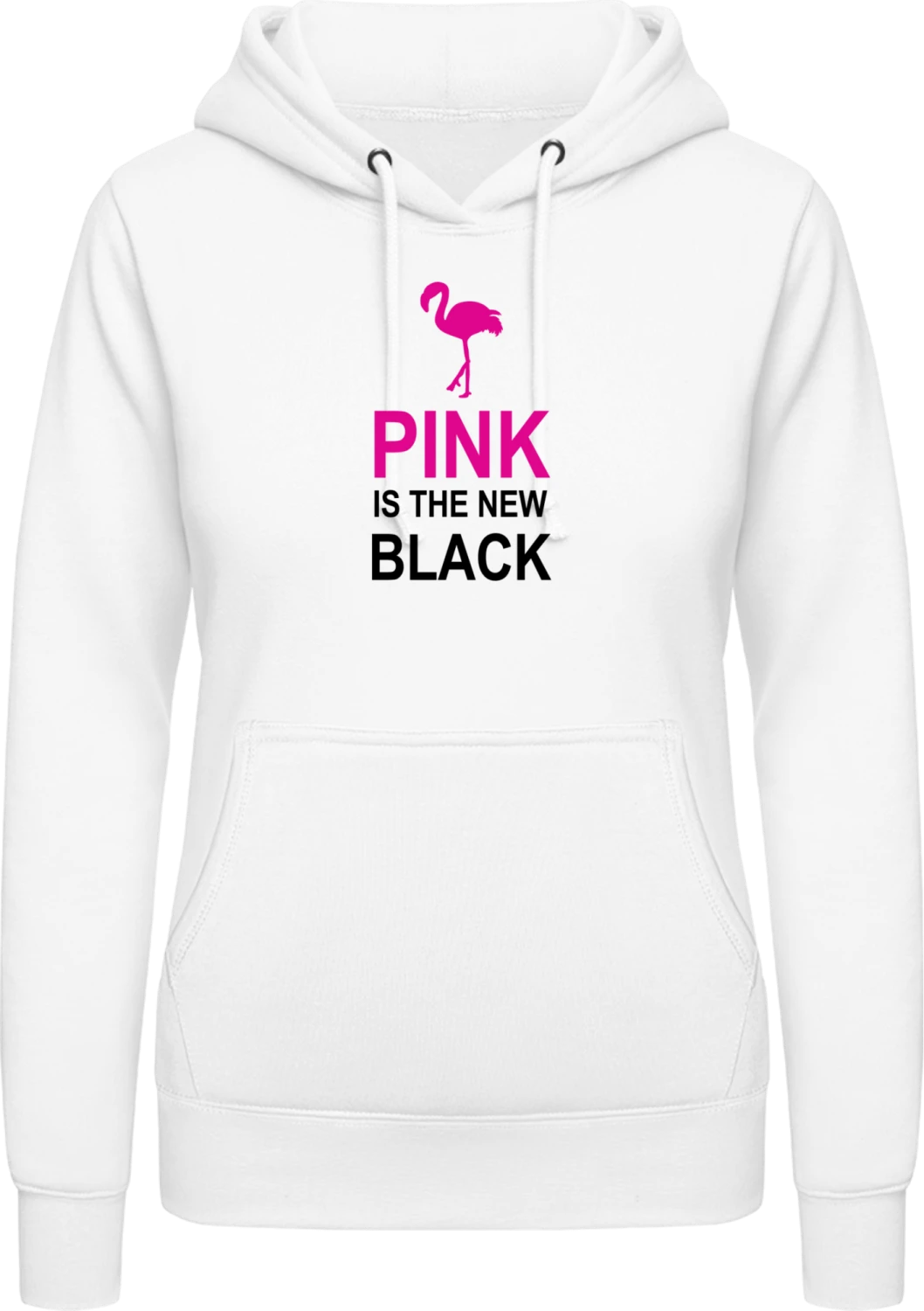 Pink Is The New Black Flamingo - Arctic white AWDis ladies hoodie - Front