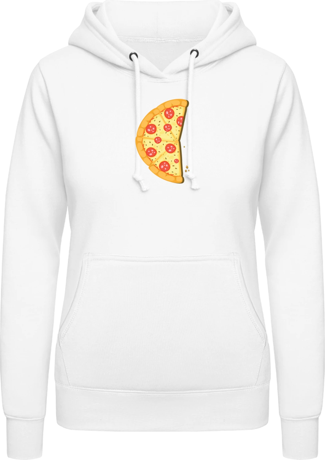 Pizza Half Piece Left - Arctic white AWDis ladies hoodie - Front