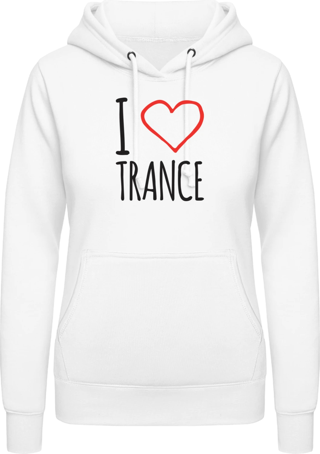 I Love Trance - Arctic white AWDis ladies hoodie - Front