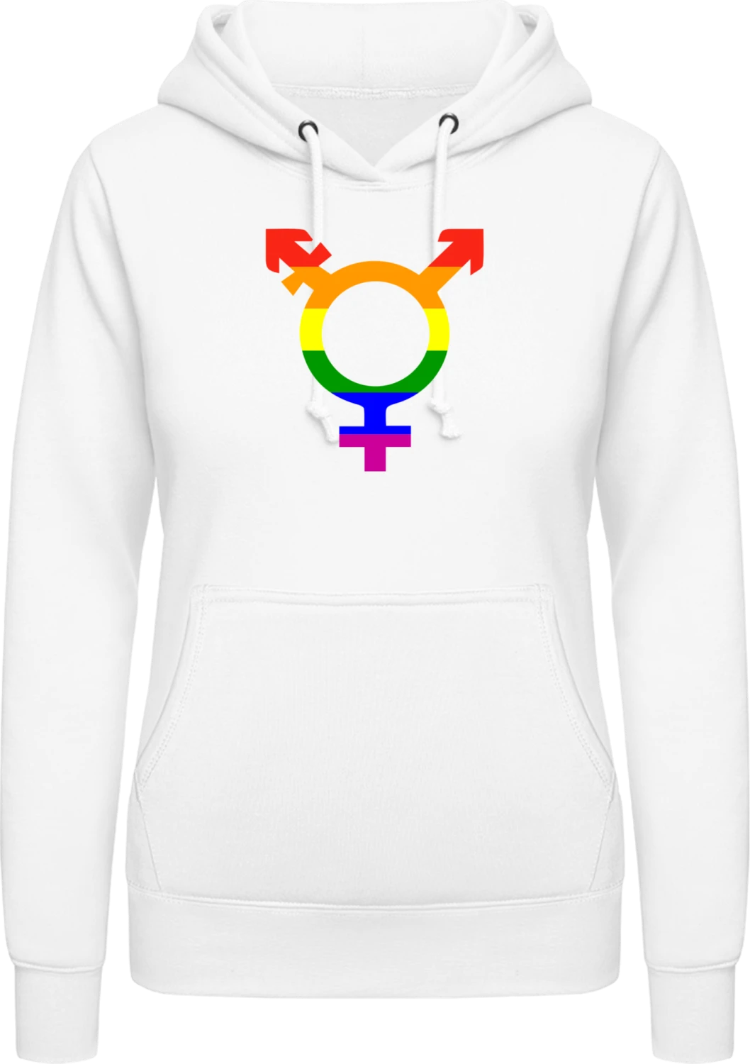 Transgender Symbol Rainbow - Arctic white AWDis ladies hoodie - Front