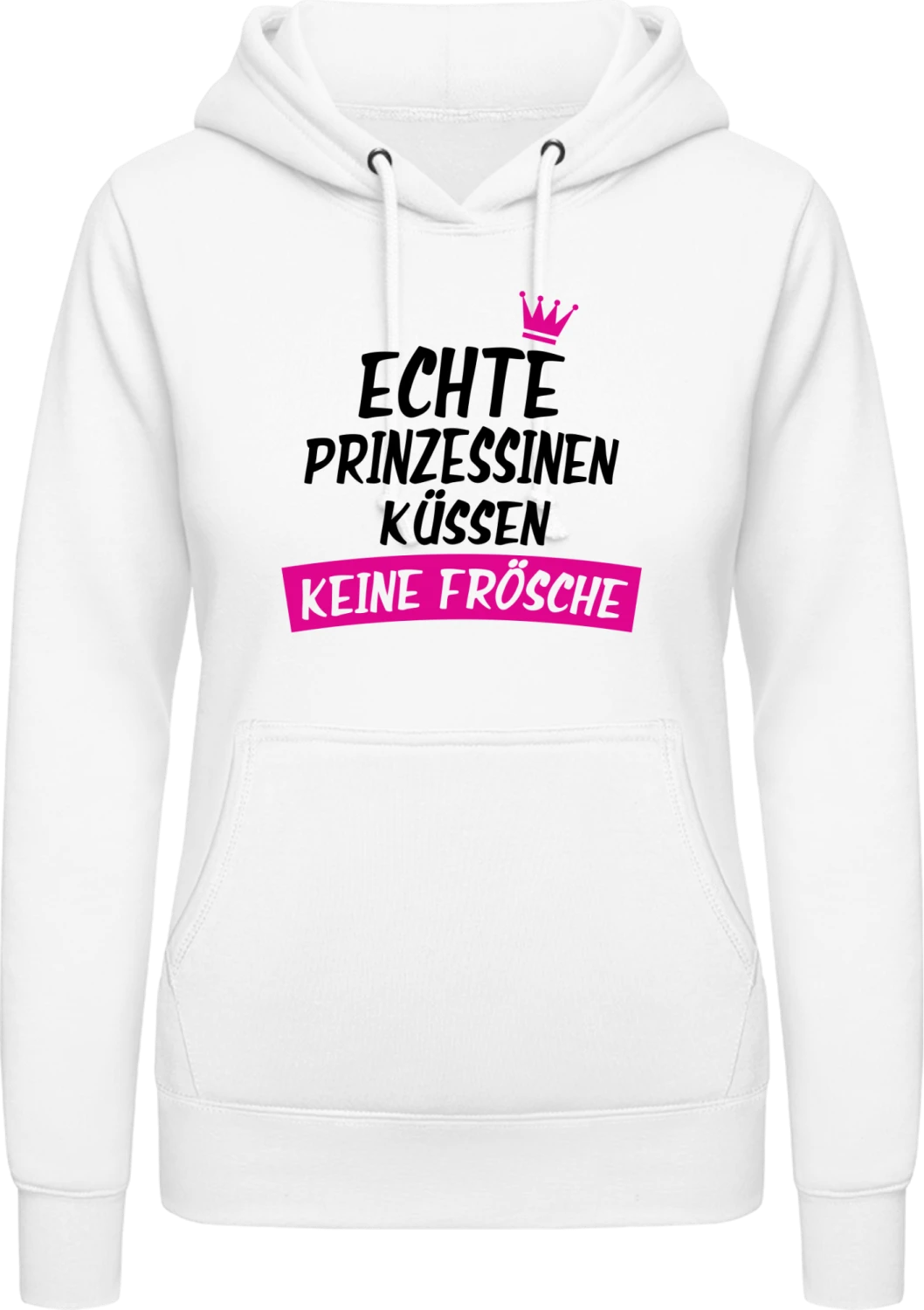 Echte Prinzessinen küssen keine Frösche - Arctic white AWDis ladies hoodie - Front