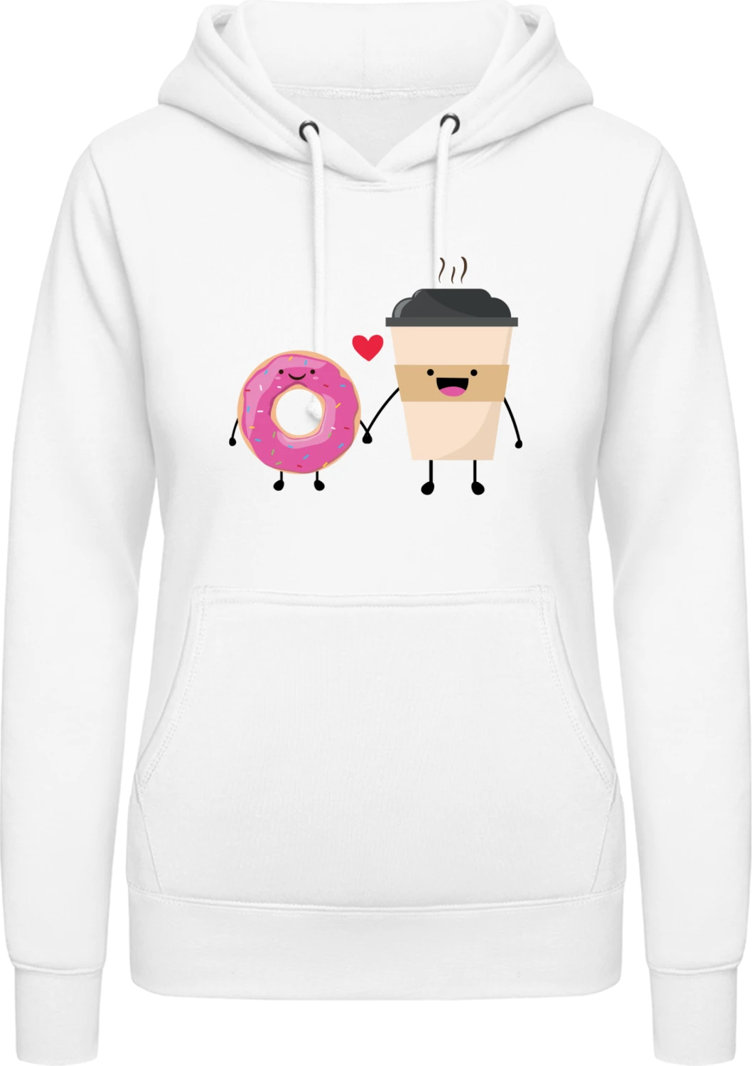 Donuts And Coffee In Love - Arctic white AWDis ladies hoodie - Front