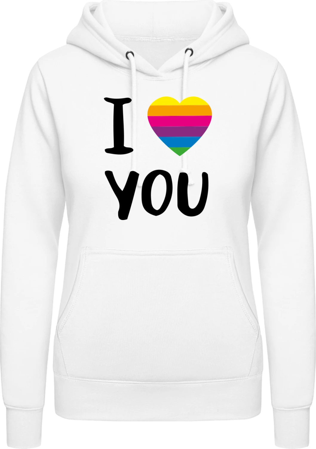 I Love Rainbow Heart - Arctic white AWDis ladies hoodie - Front