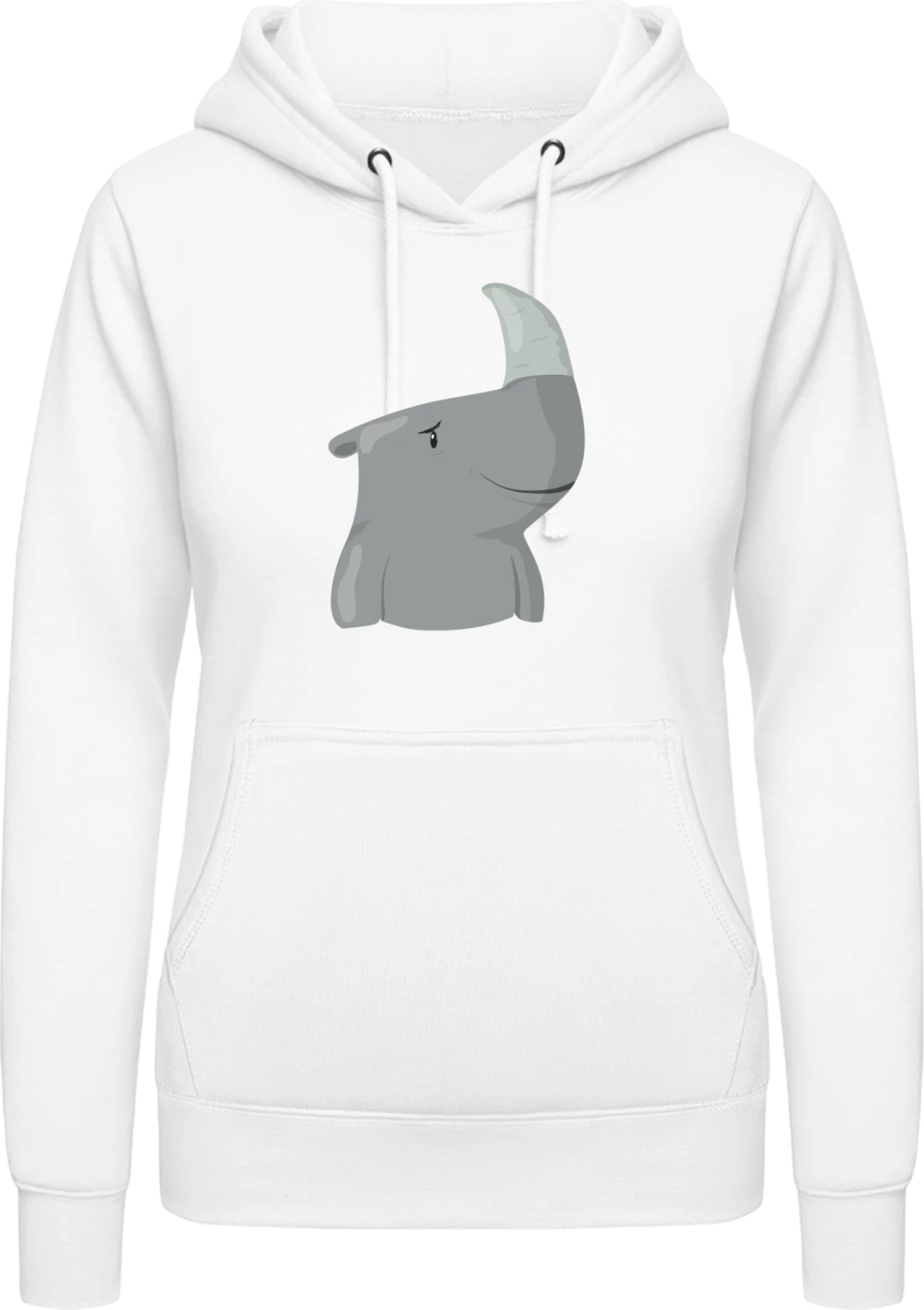 Happy Rhinoceros - Arctic white AWDis ladies hoodie - Front