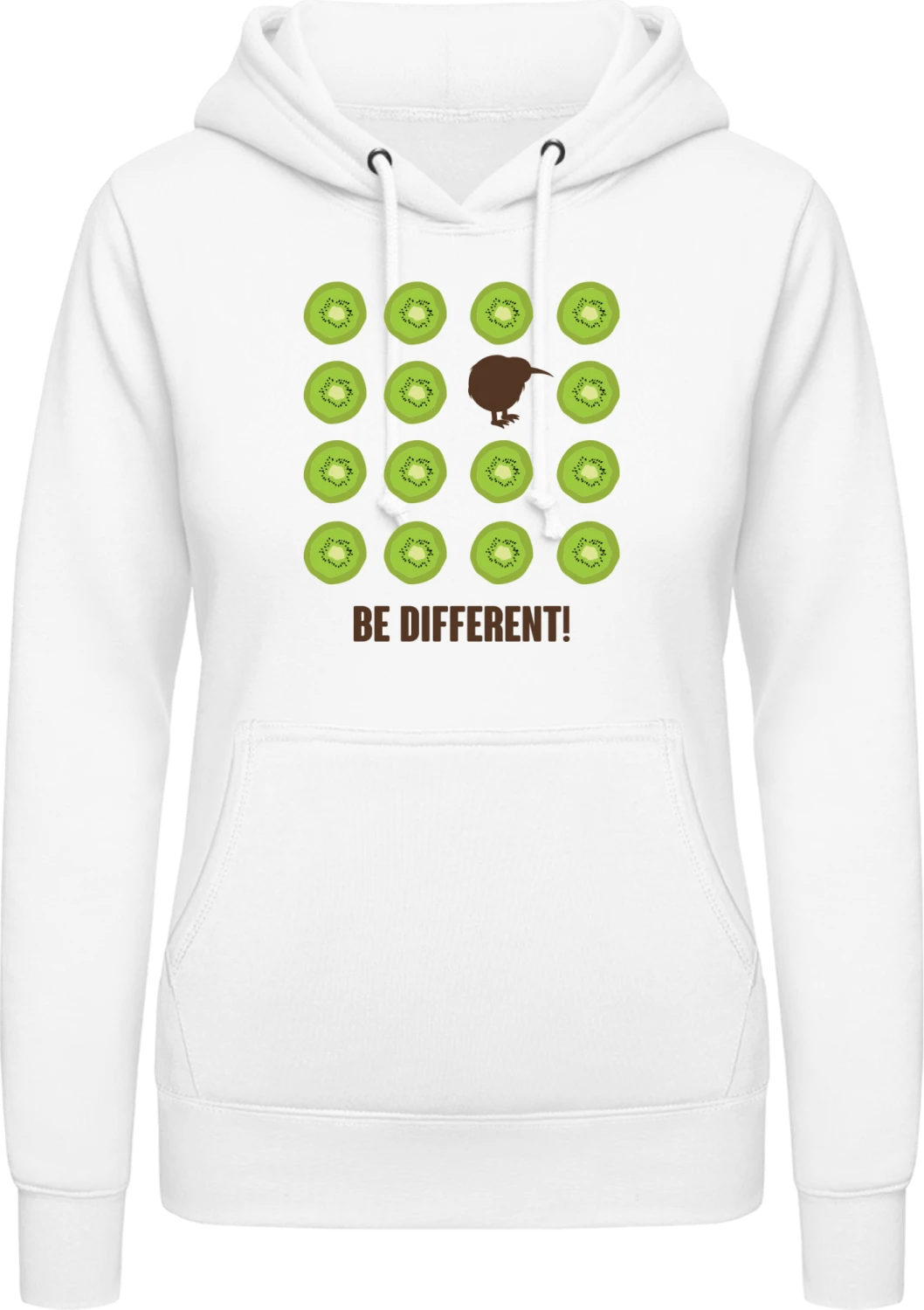 Be Different Kiwi Bird - Arctic white AWDis ladies hoodie - Front