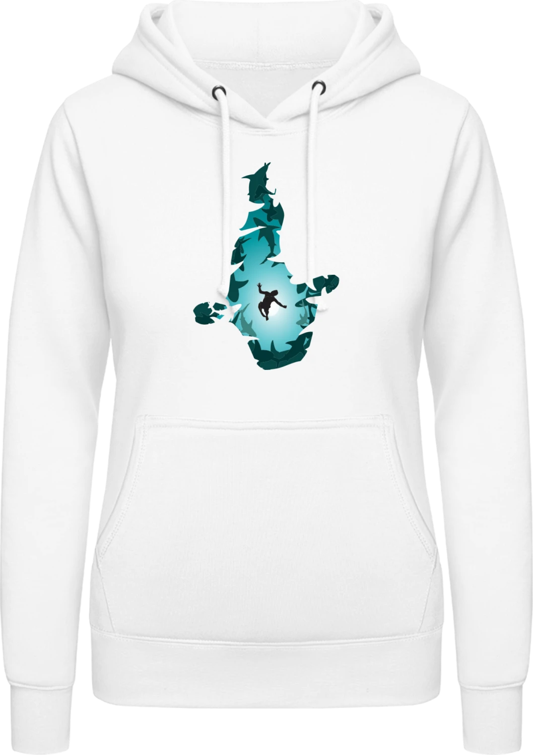 Sharks And Diver - Arctic white AWDis ladies hoodie - Front