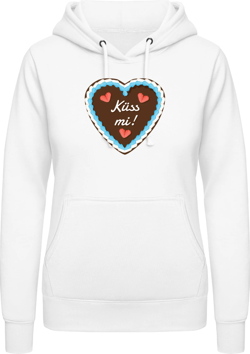 Küss mi Lebkuchenherz - Arctic white AWDis ladies hoodie - Front