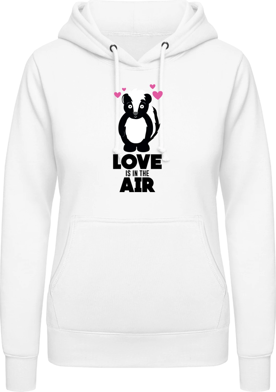 Love Is In The Air Skunk With Hearts - Arctic white AWDis ladies hoodie - Front