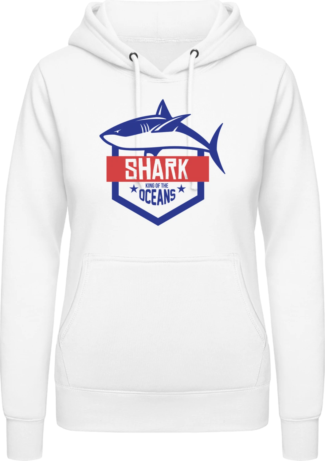 Shark King Of The Oceans - Arctic white AWDis ladies hoodie - Front