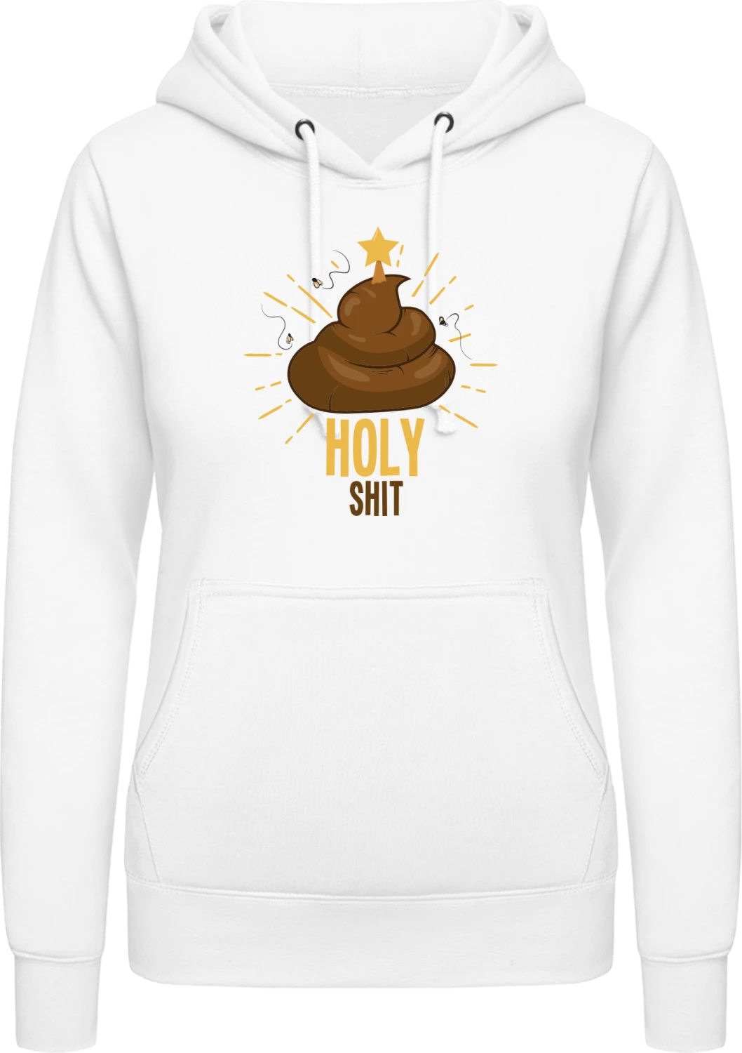 Holy Shit - Arctic white AWDis ladies hoodie - Front