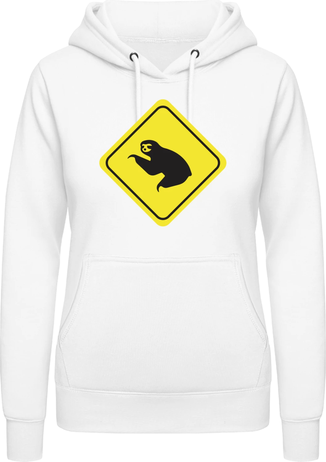 Sloth Warning - Arctic white AWDis ladies hoodie - Front