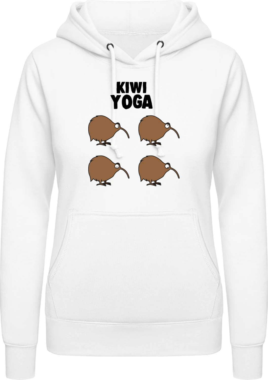 Kiwi Yoga - Arctic white AWDis ladies hoodie - Front