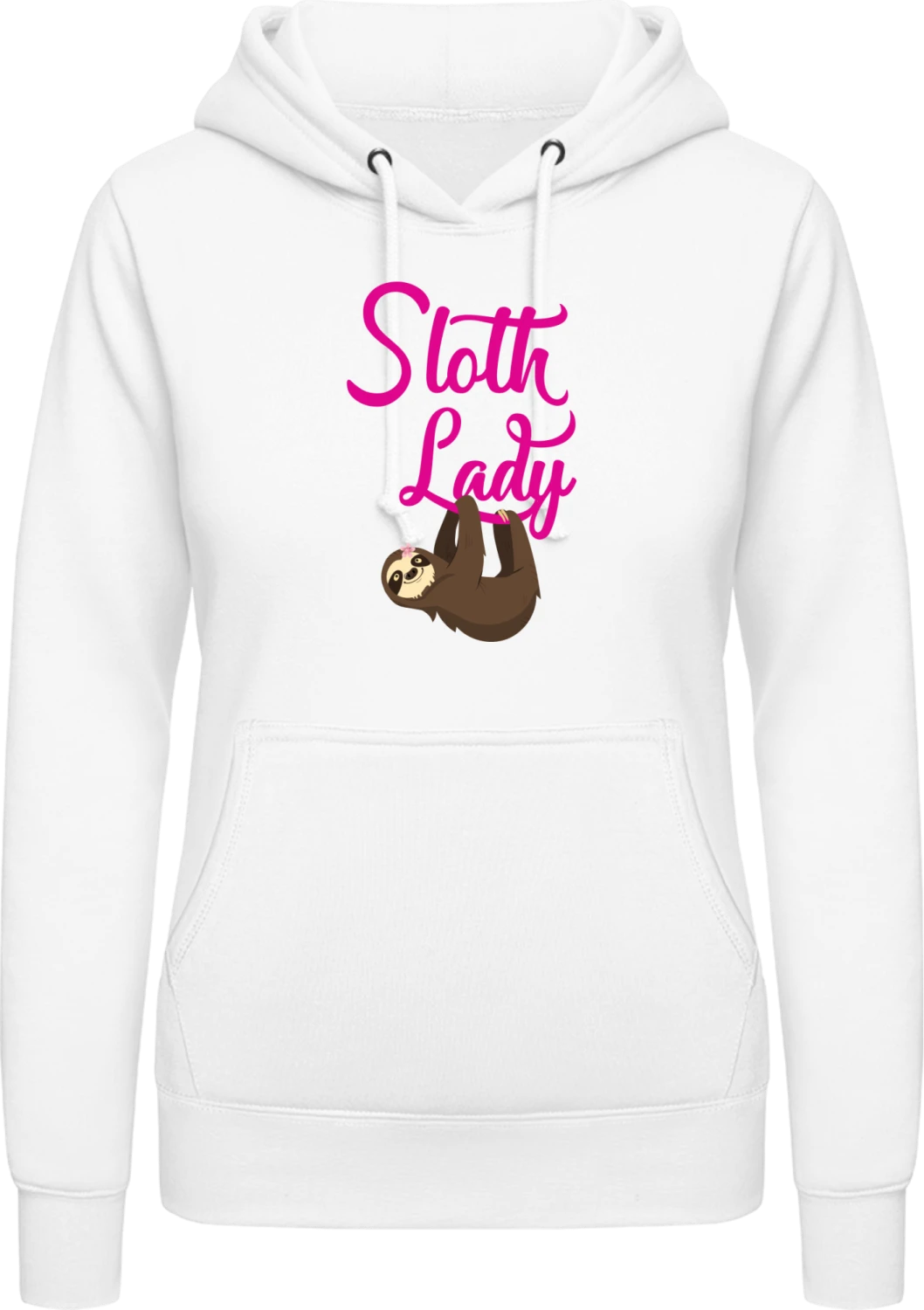 Sloth Lady - Arctic white AWDis ladies hoodie - Front