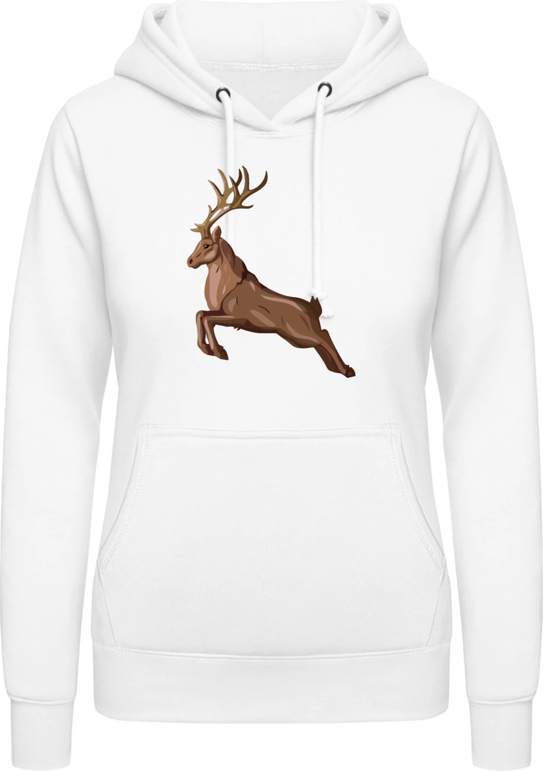 Jumping Deer - Arctic white AWDis ladies hoodie - Front