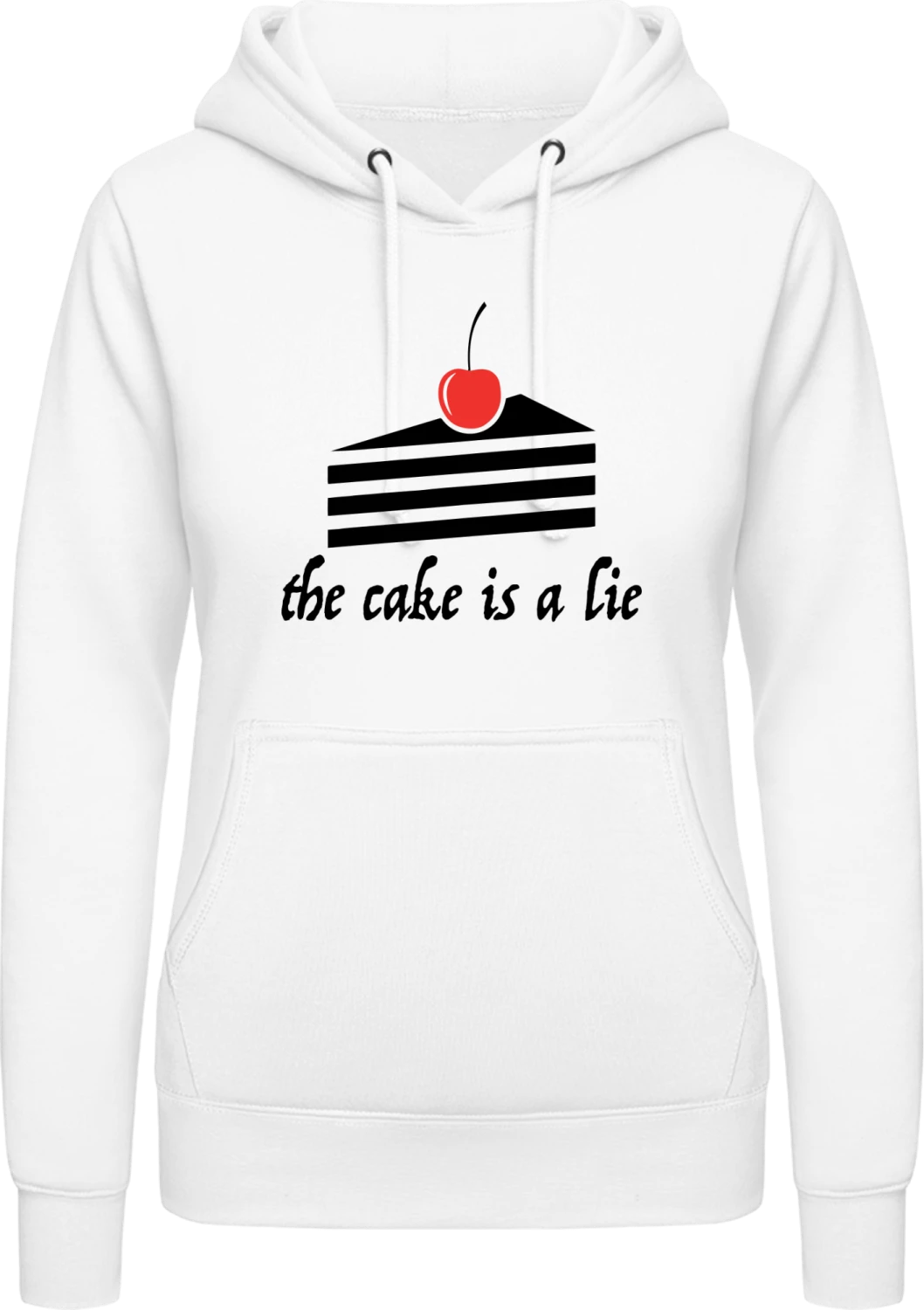 The Cherry Cake Is A Lie - Arctic white AWDis ladies hoodie - Front