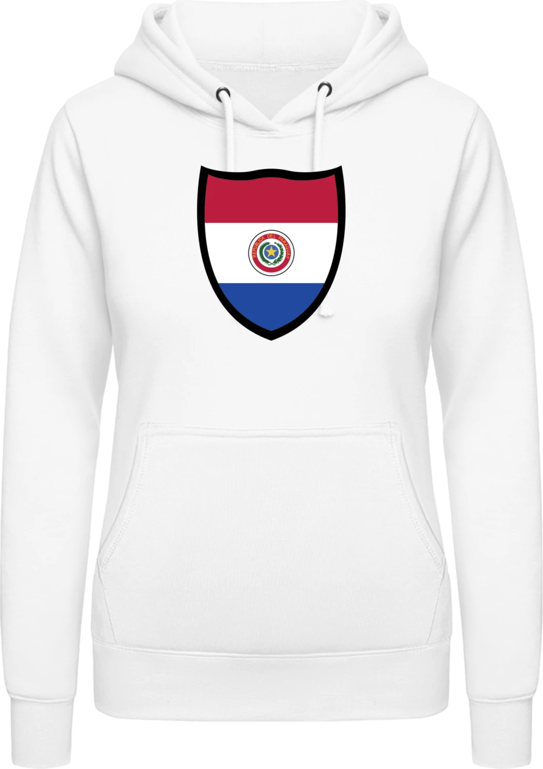 Paraguay Flag Shield - Arctic white AWDis ladies hoodie - Front