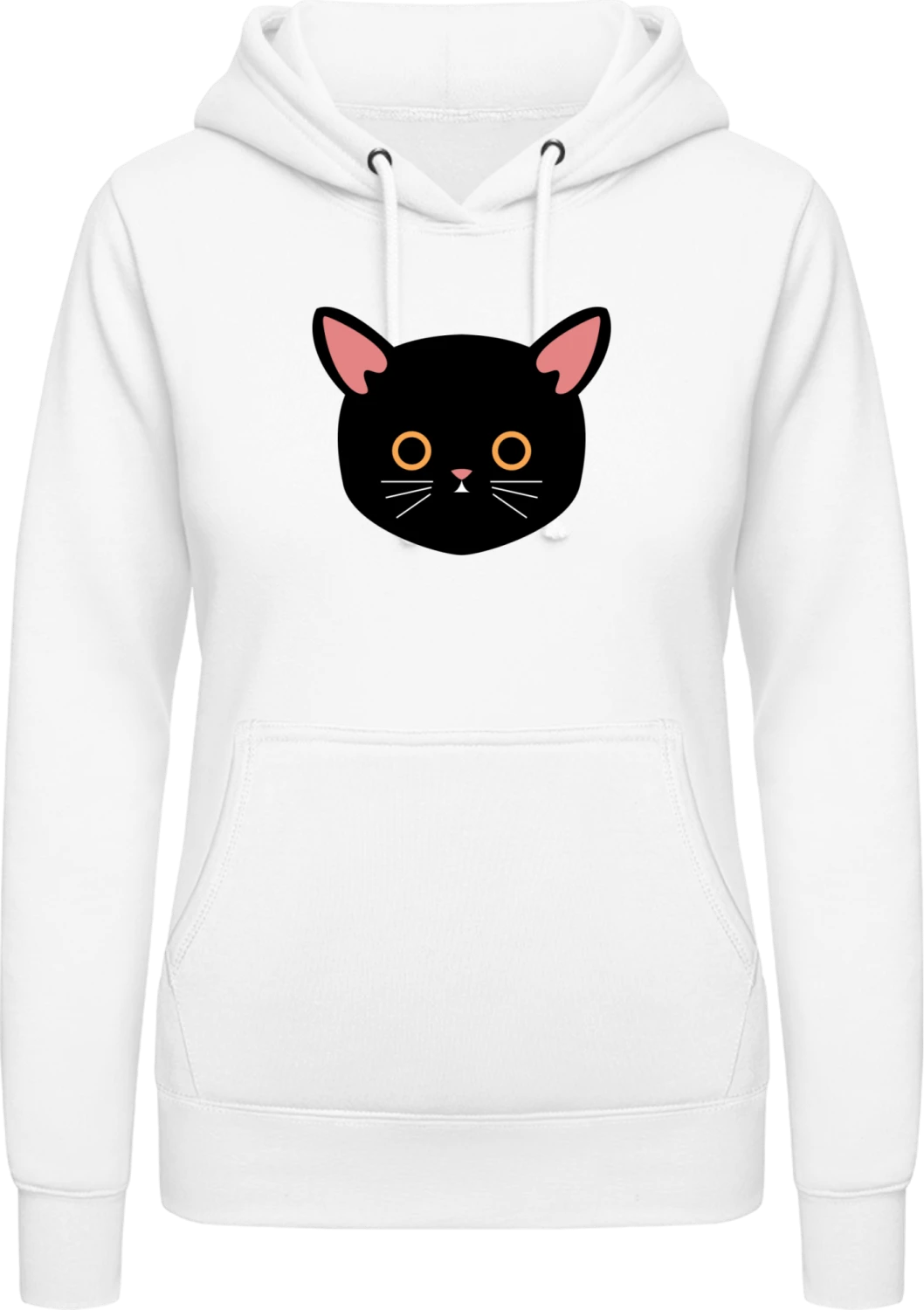 Cute Black Cat - Arctic white AWDis ladies hoodie - Front