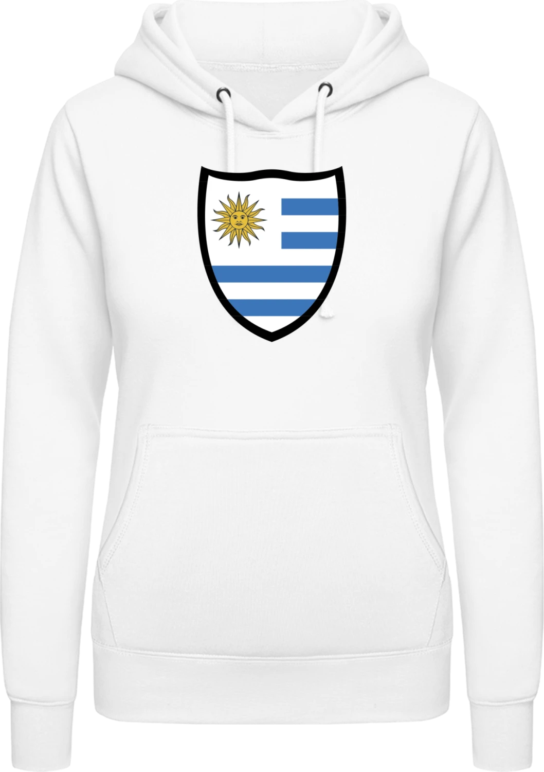 Uruguay Flag Shield - Arctic white AWDis ladies hoodie - Front