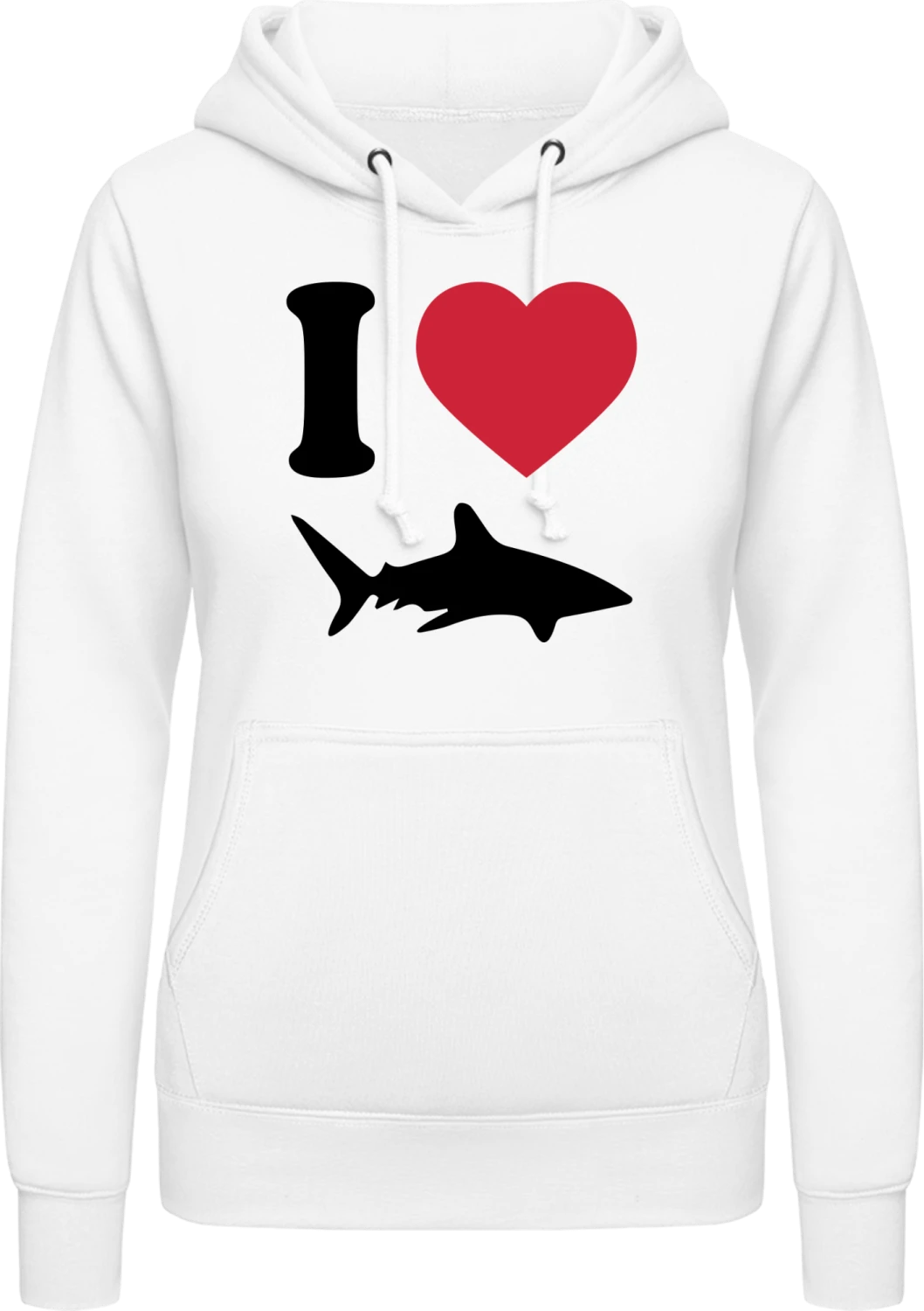 I Love Shark - Arctic white AWDis ladies hoodie - Front