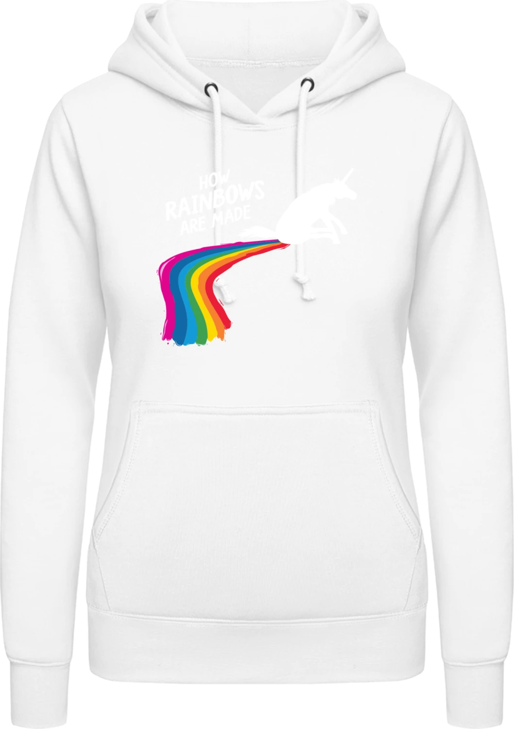 How Rainbows Are Made - Arctic white AWDis ladies hoodie - Front