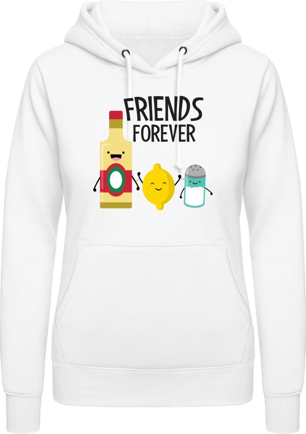 Friends For Ever - Arctic white AWDis ladies hoodie - Front