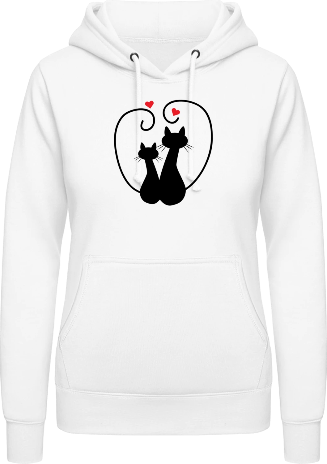 Silhouette Cats In Love - Arctic white AWDis ladies hoodie - Front