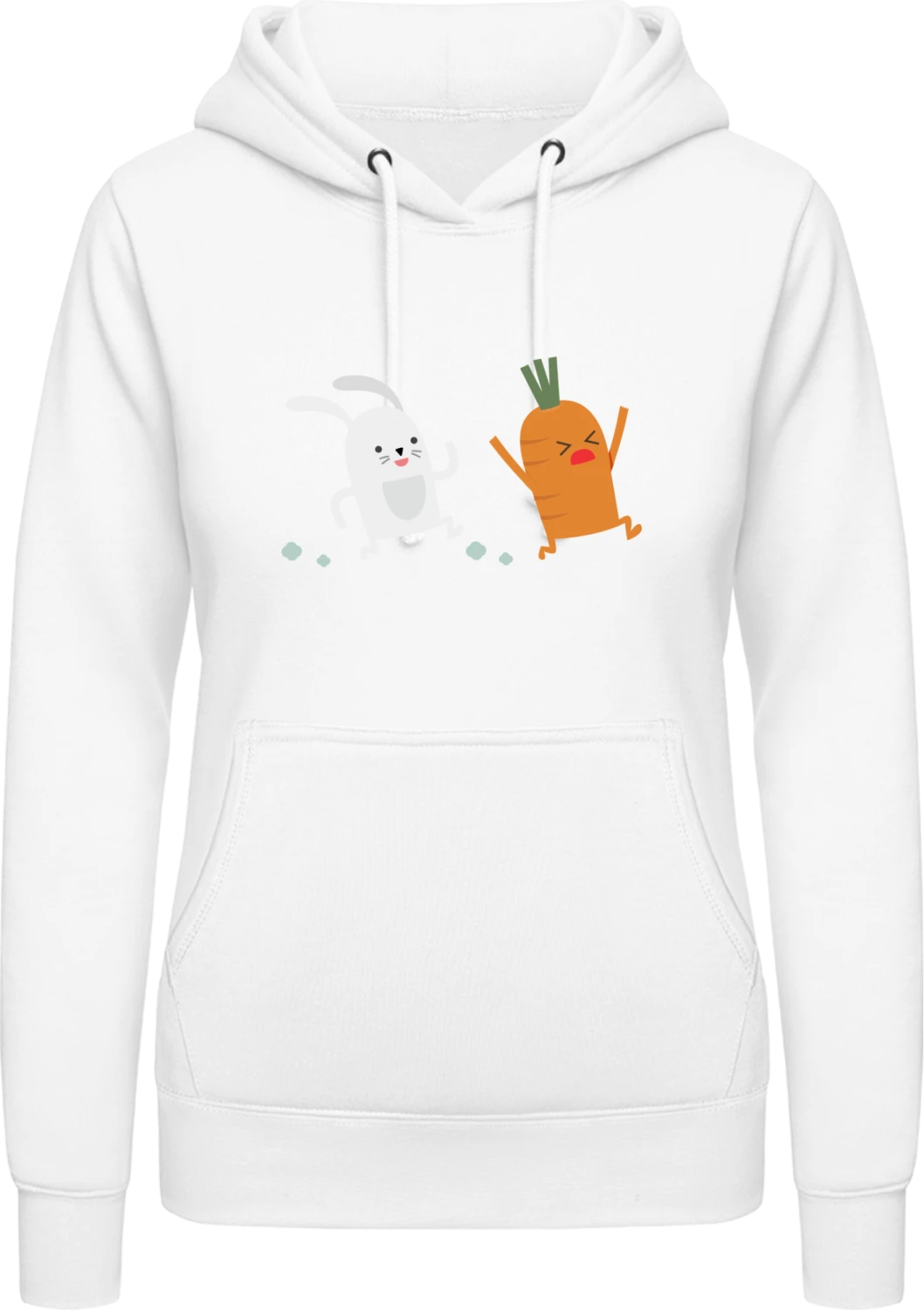 Rabbit Fast Food - Arctic white AWDis ladies hoodie - Front