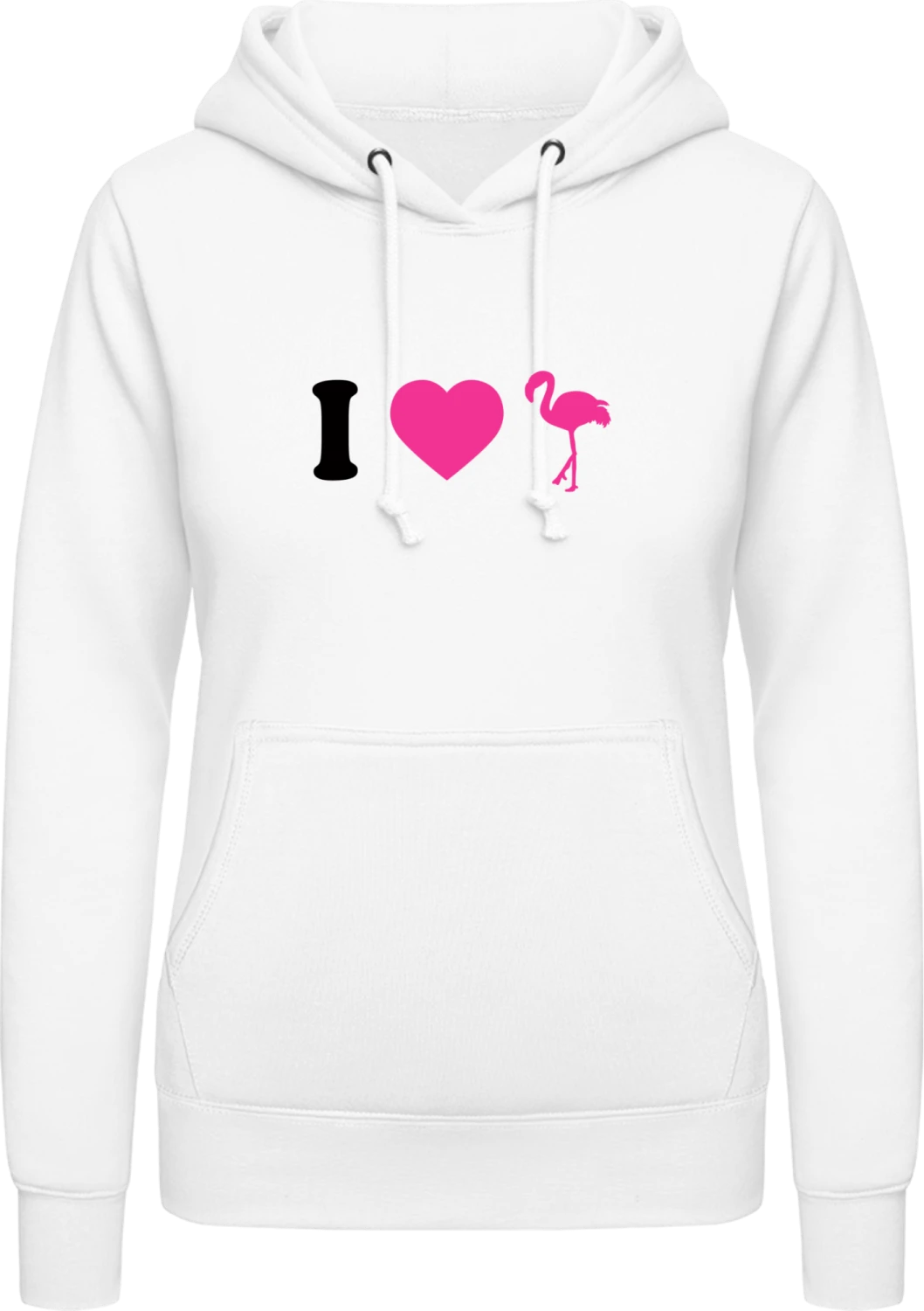 I Love Flamingos - Arctic white AWDis ladies hoodie - Front