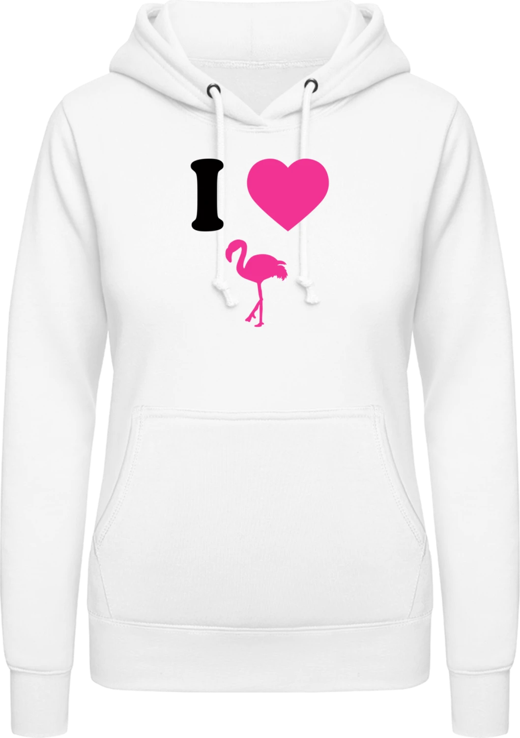 I Love Flamingos In Pink - Arctic white AWDis ladies hoodie - Front