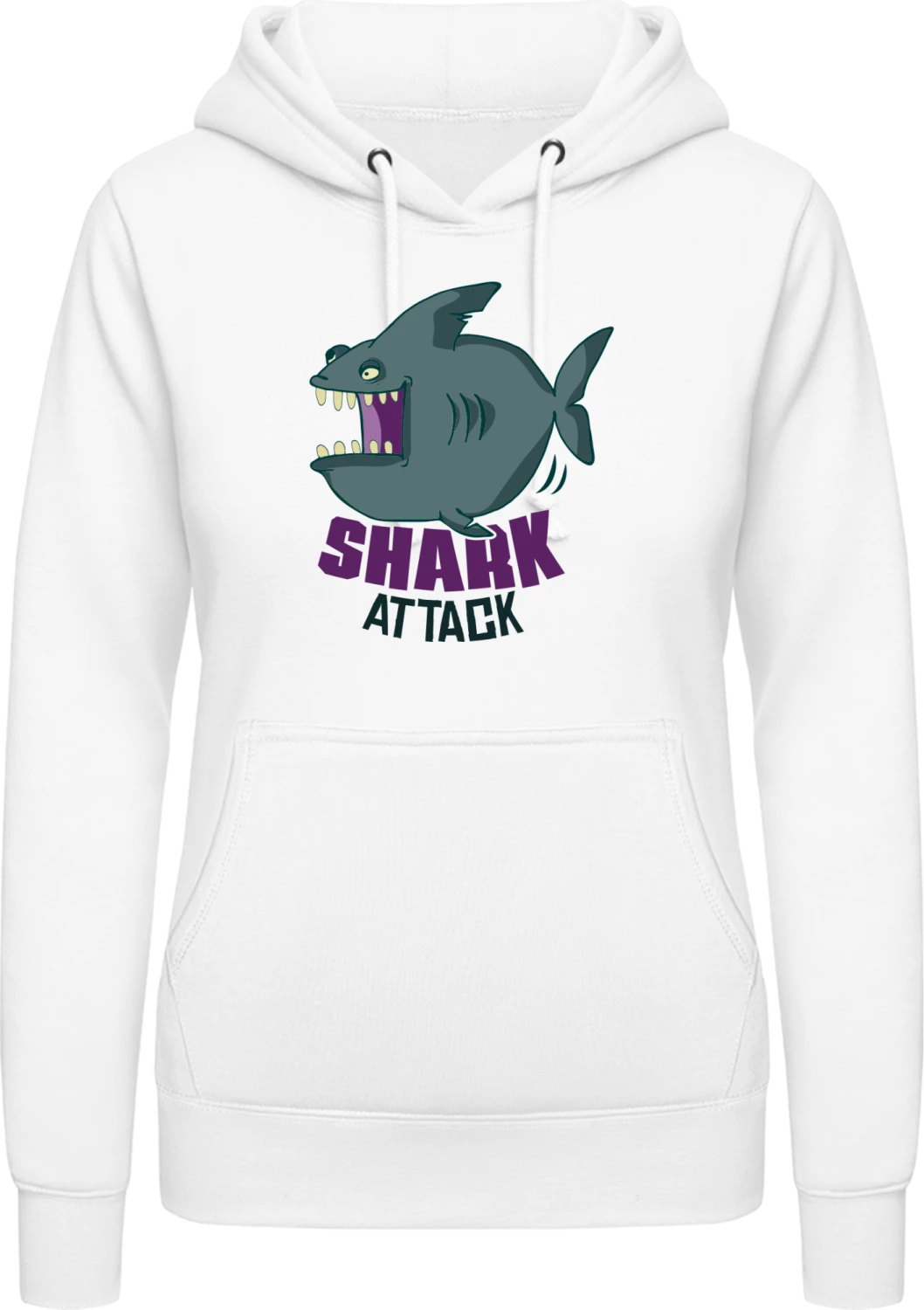 Funny Shark Attack - Arctic white AWDis ladies hoodie - Front