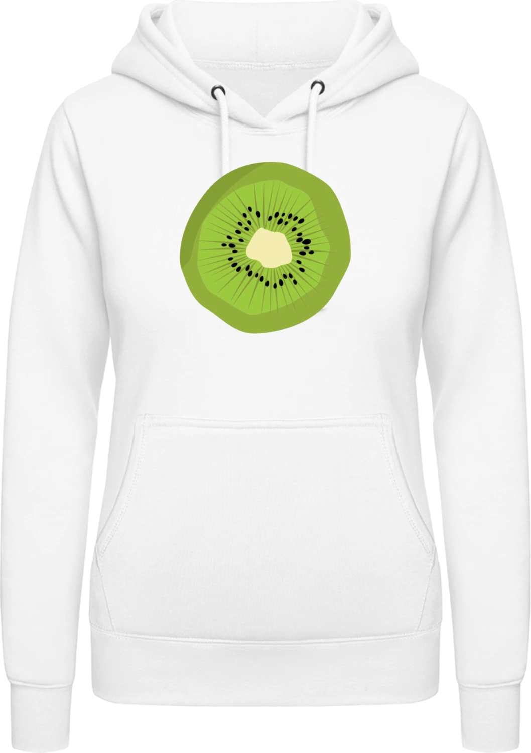 Kiwi Slice - Arctic white AWDis ladies hoodie - Front