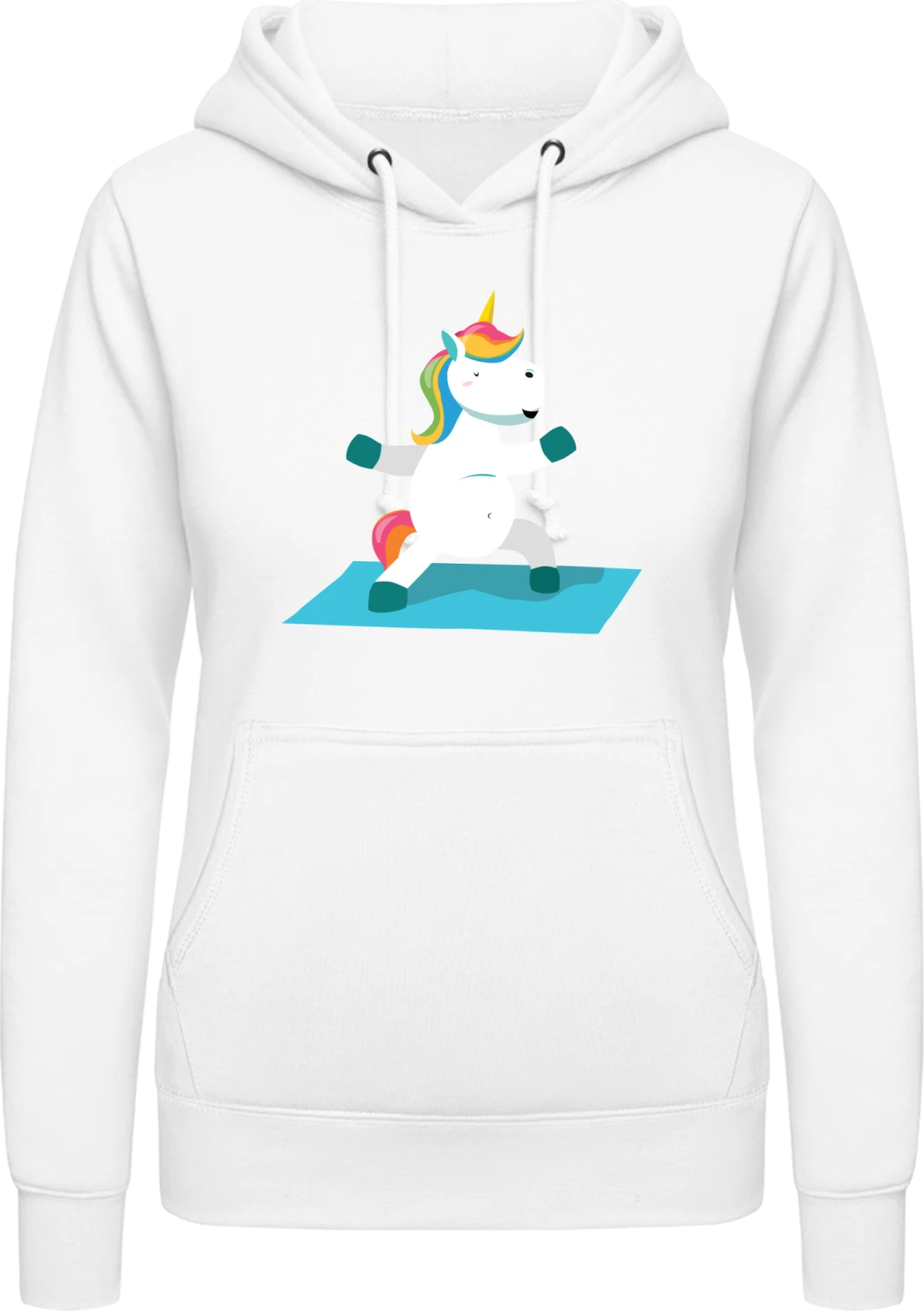 Unicorn Yoga Warrior II - Arctic white AWDis ladies hoodie - Front