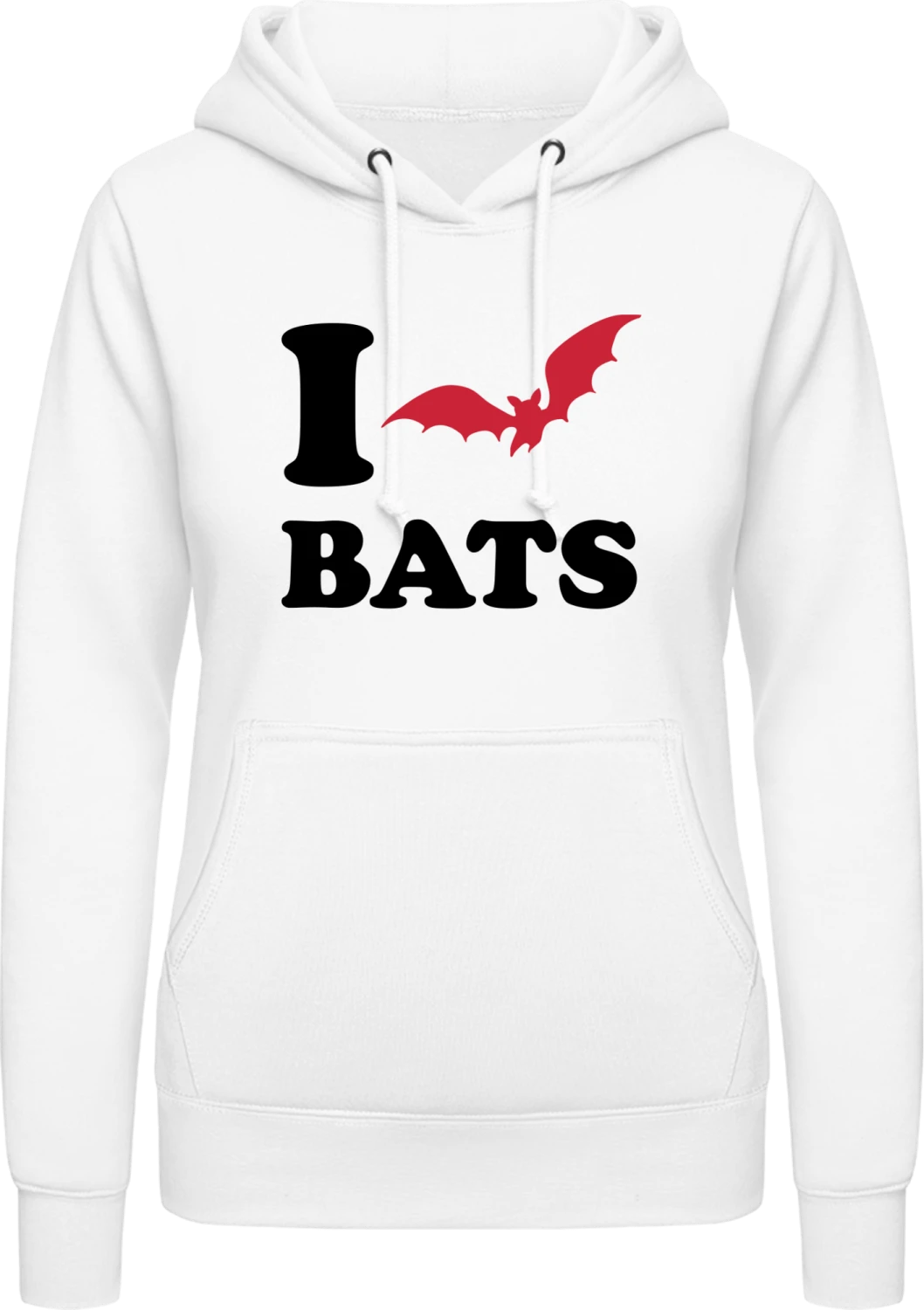 I Love Bats - Arctic white AWDis ladies hoodie - Front