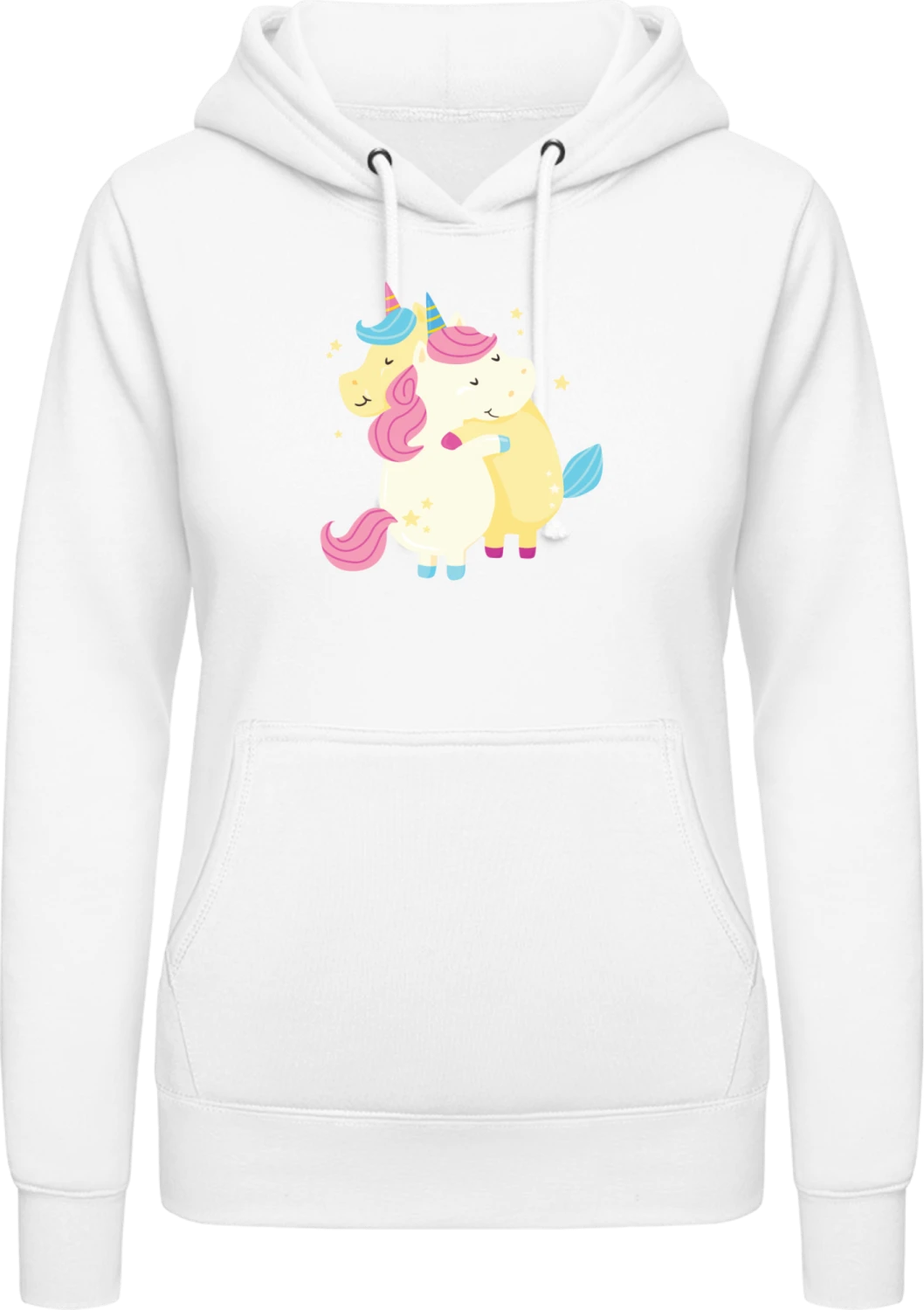 Unicorn Hug - Arctic white AWDis ladies hoodie - Front