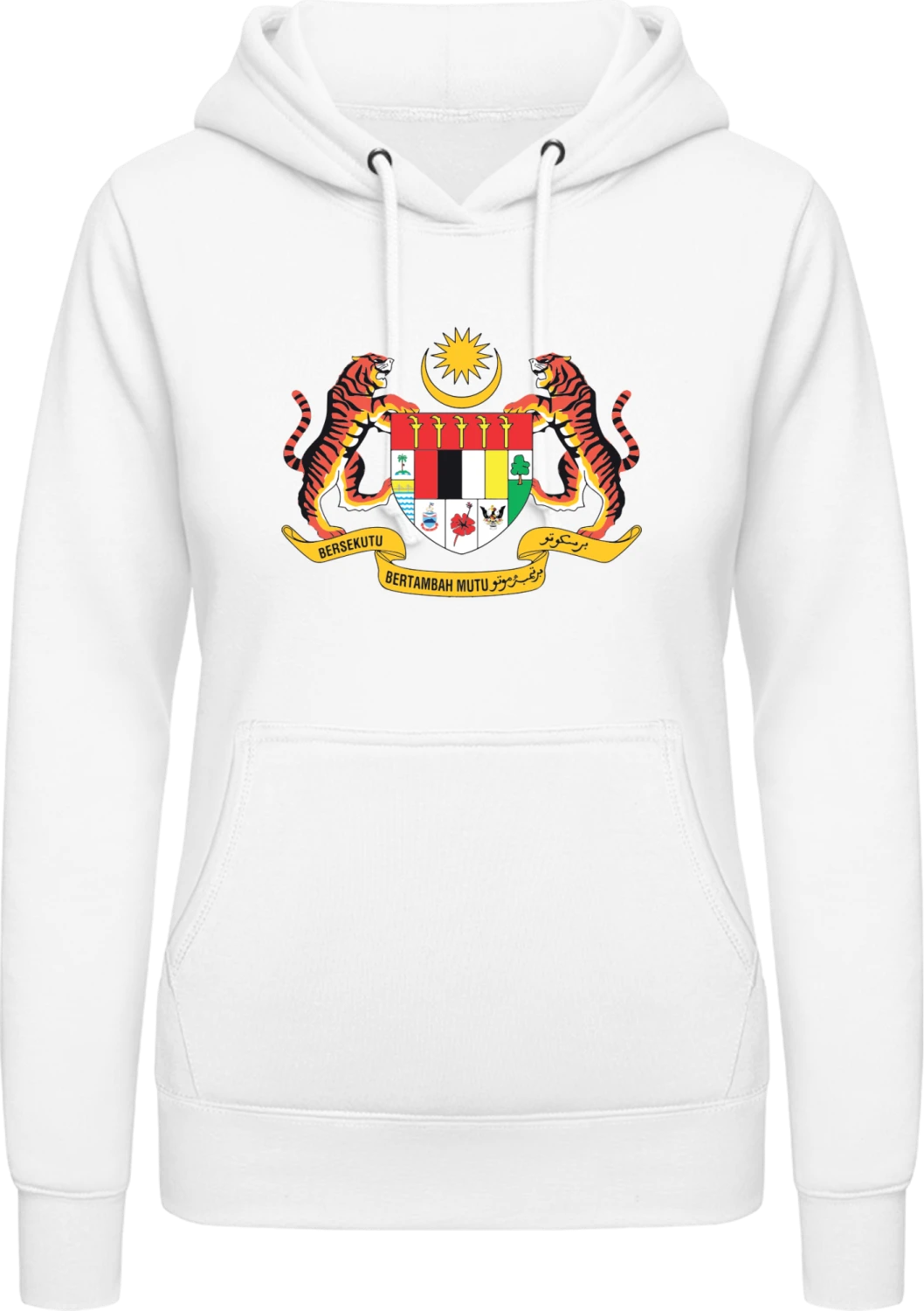 Malaysia Coat of Arms - Arctic white AWDis ladies hoodie - Front