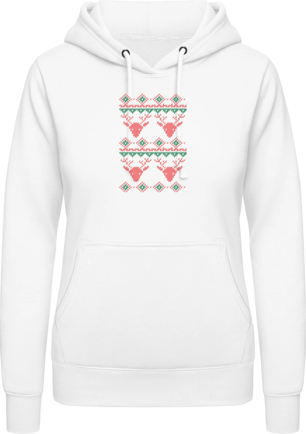 Deers Winter Knit Effect - Arctic white AWDis ladies hoodie - Front