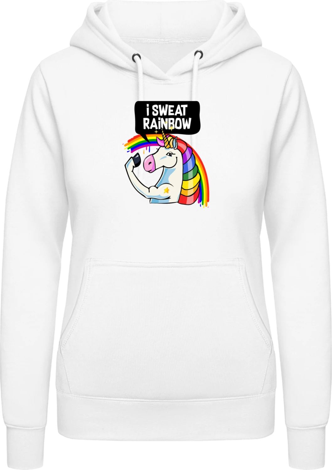 I Sweat Rainbow Unicorn - Arctic white AWDis ladies hoodie - Front