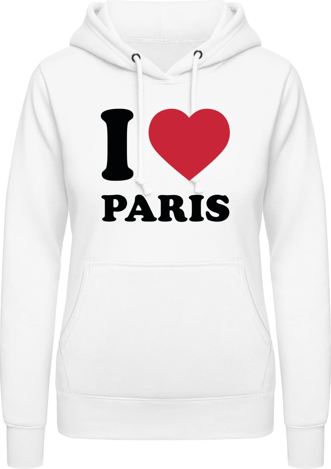 I Love Heart Paris - Arctic white AWDis ladies hoodie - Front