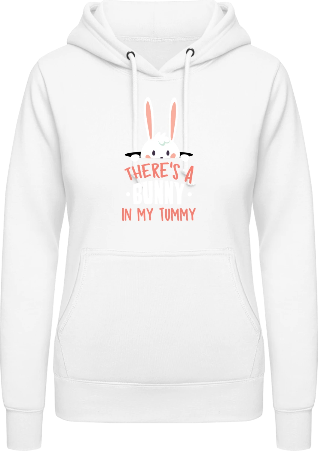 There's A Bunny In My Tummy - Arctic white AWDis ladies hoodie - Front