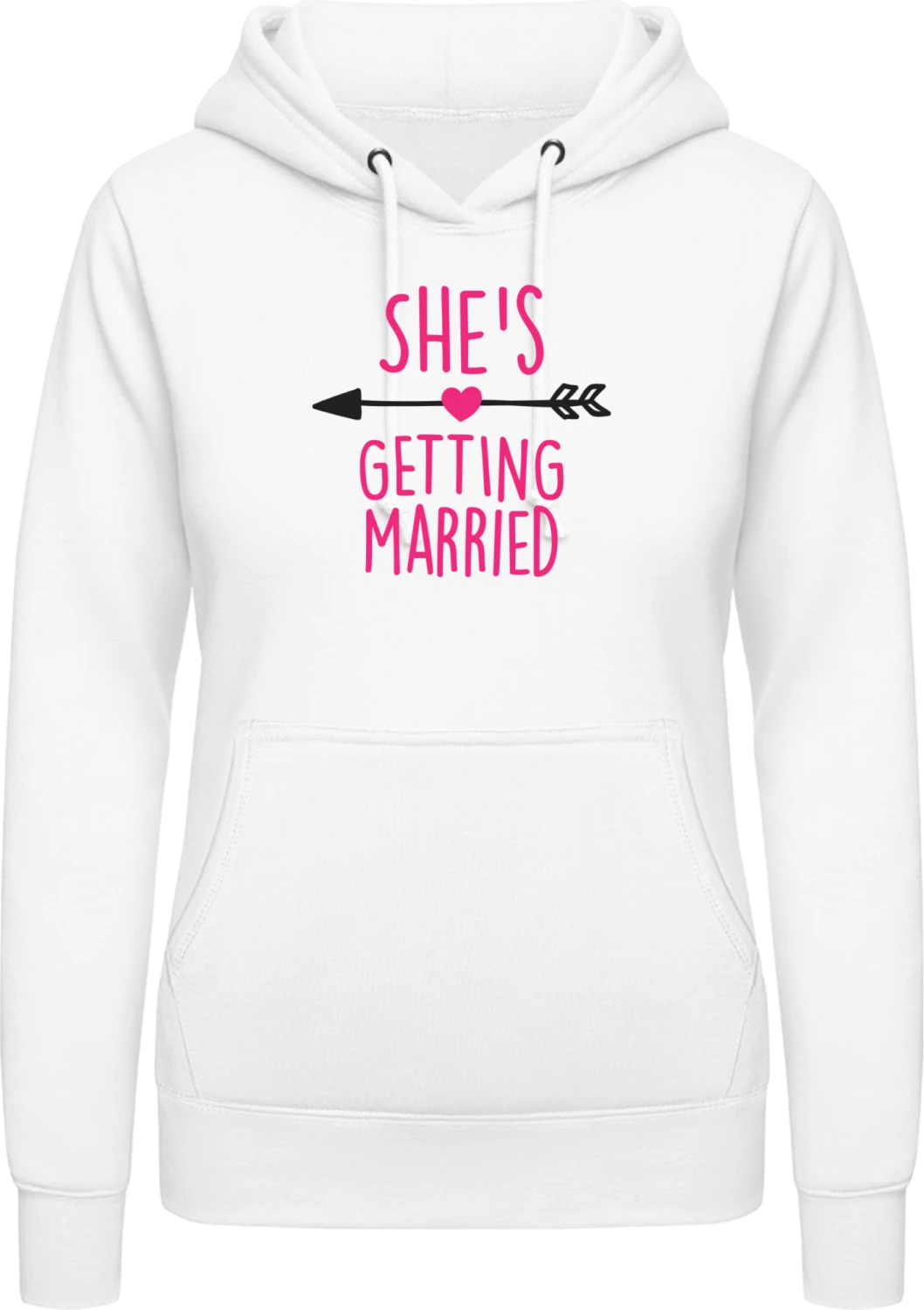 She's getting married Arrow - Arctic white AWDis ladies hoodie - Front