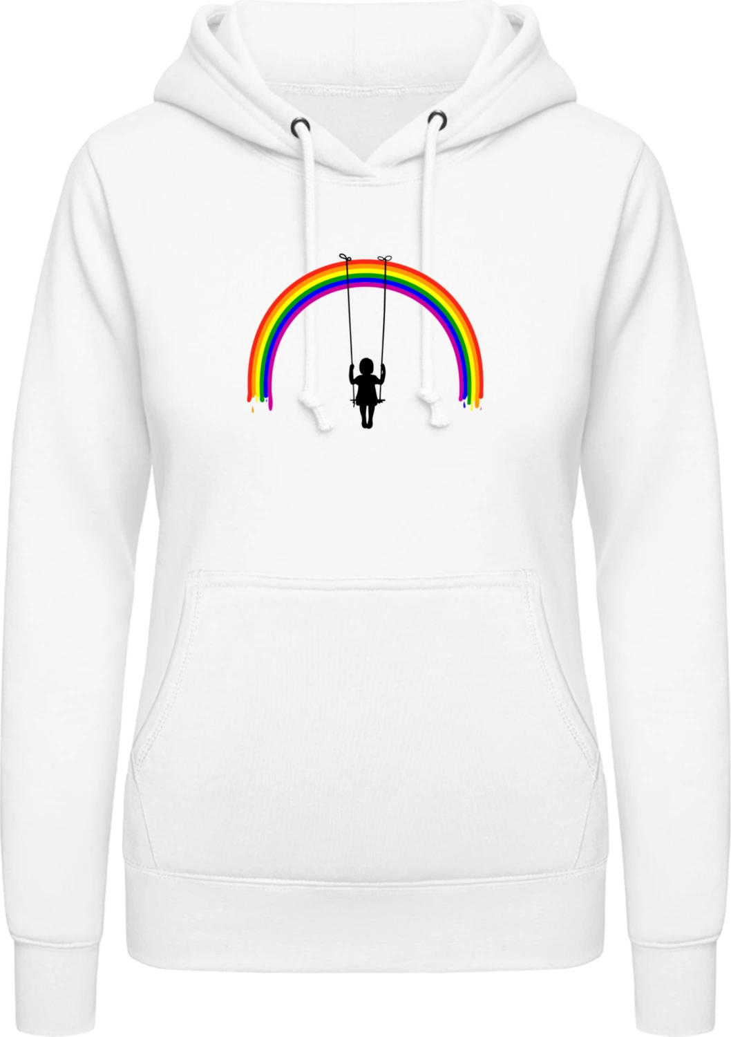 Rainbow Girl Swing - Arctic white AWDis ladies hoodie - Front