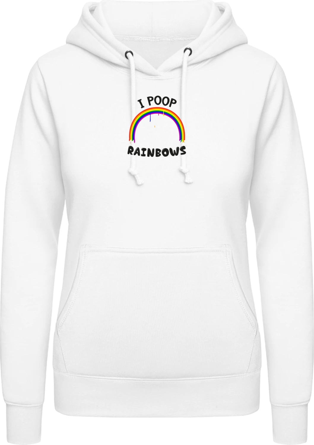 I Poop Rainbows - Arctic white AWDis ladies hoodie - Front