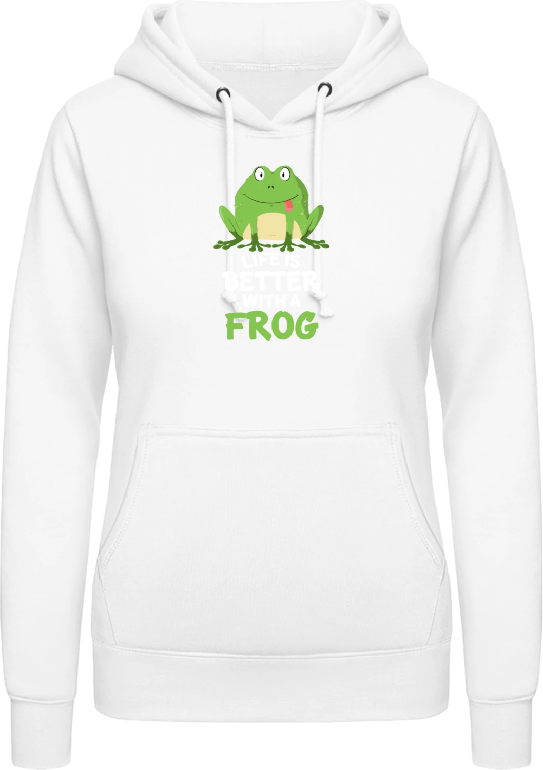 Life Is Better With A Frog - Arctic white AWDis ladies hoodie - Front