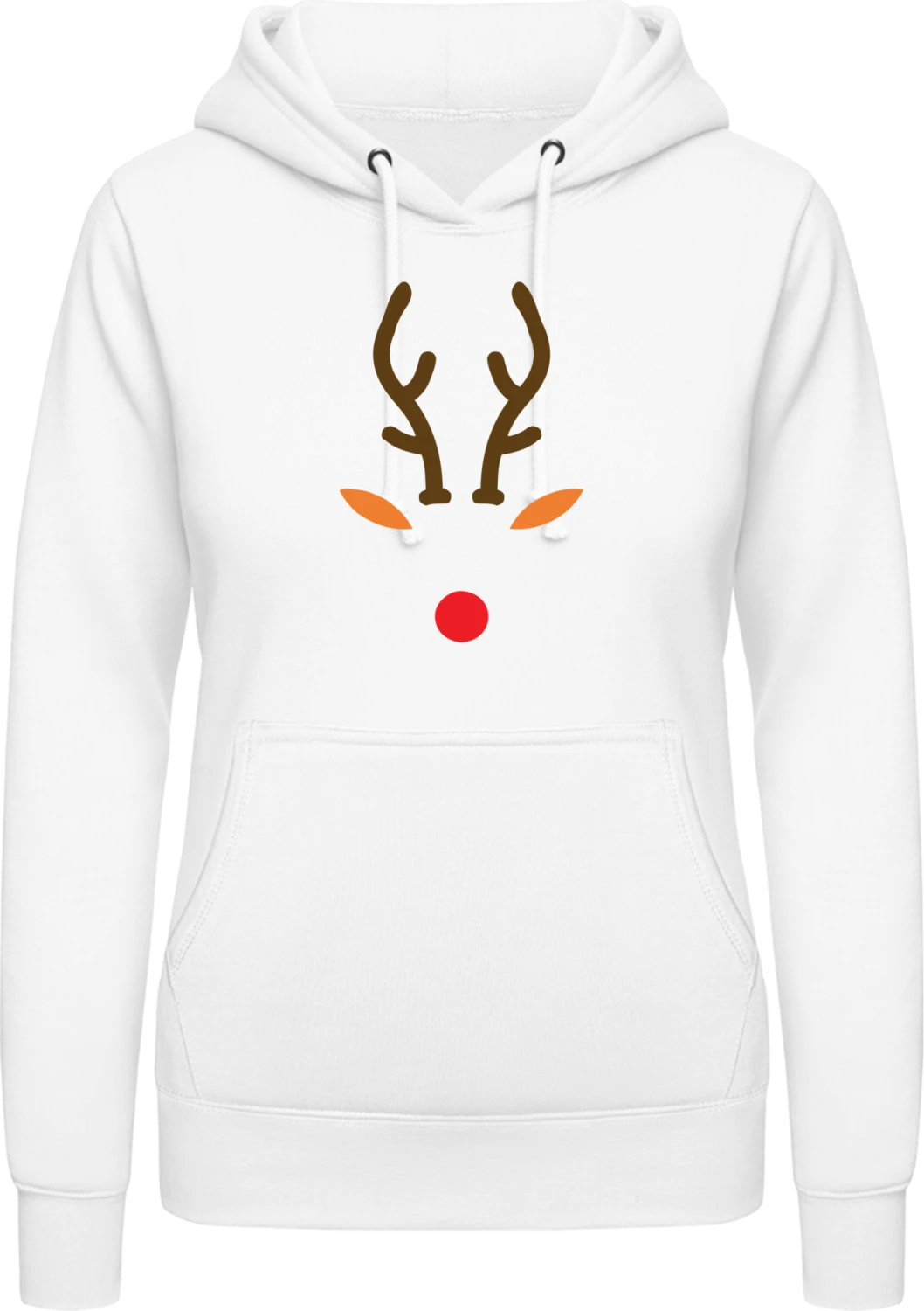 Rudolph The Red Nose Deer - Arctic white AWDis ladies hoodie - Front