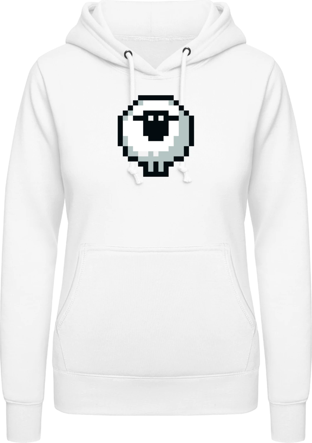 Pixel Sheep - Arctic white AWDis ladies hoodie - Front