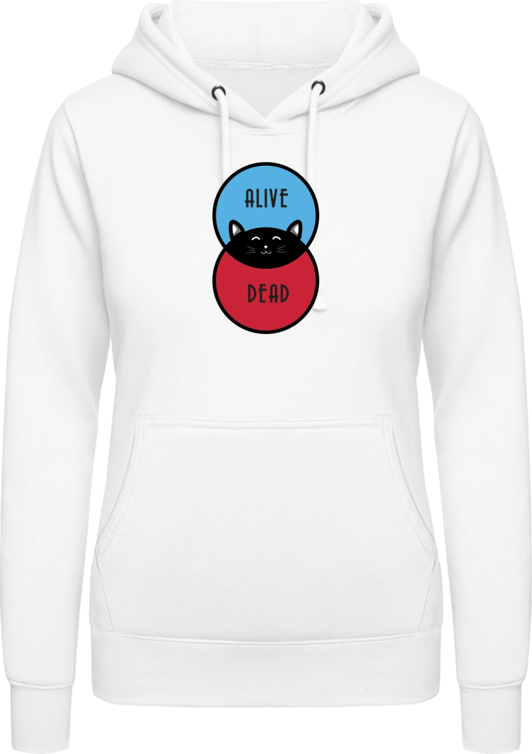 Alive Dead Schrödinger's Cat - Arctic white AWDis ladies hoodie - Front