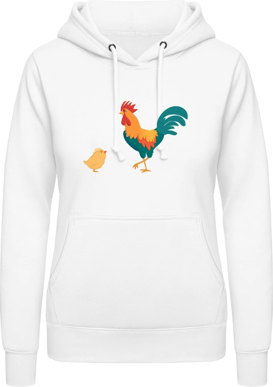 Chicken vs Cock - Arctic white AWDis ladies hoodie - Front